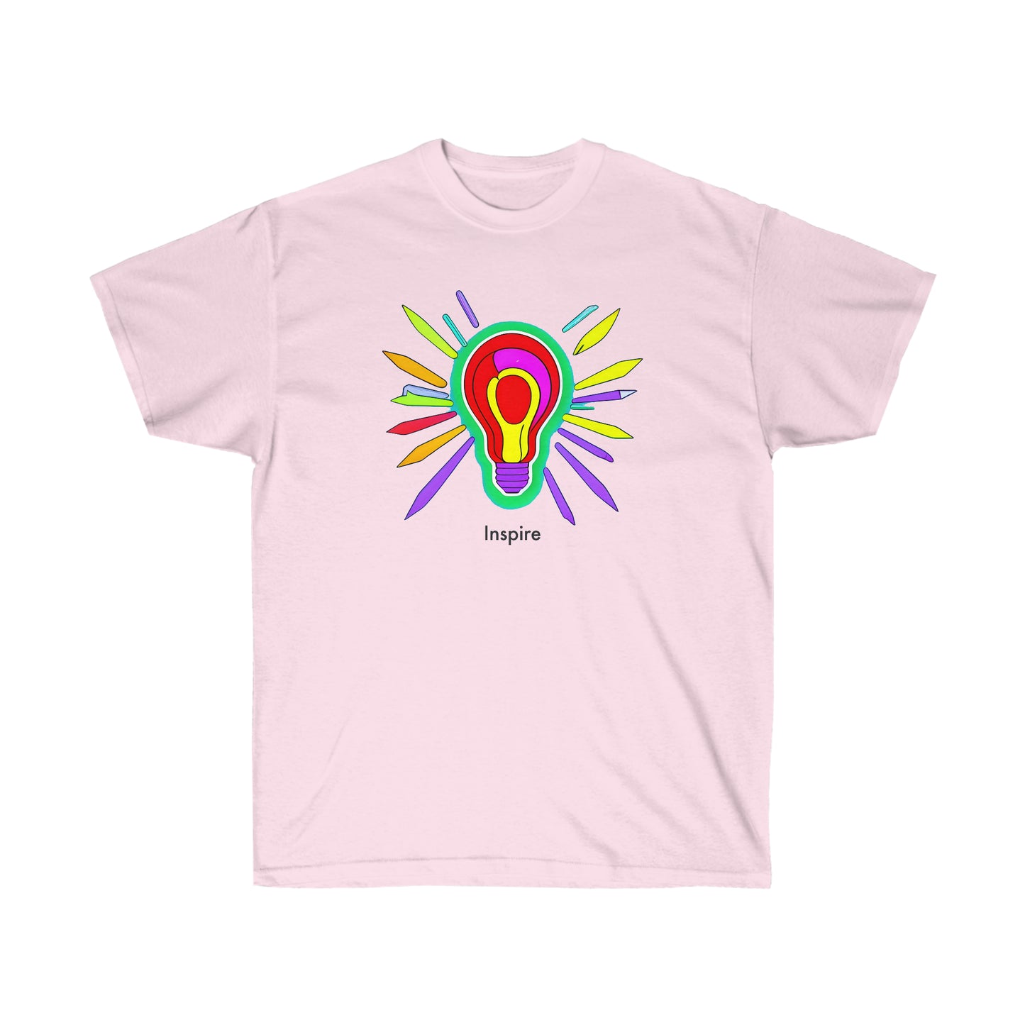 Express Your Creativity: Colorful Light Bulb Inspire Unisex T-Shirt