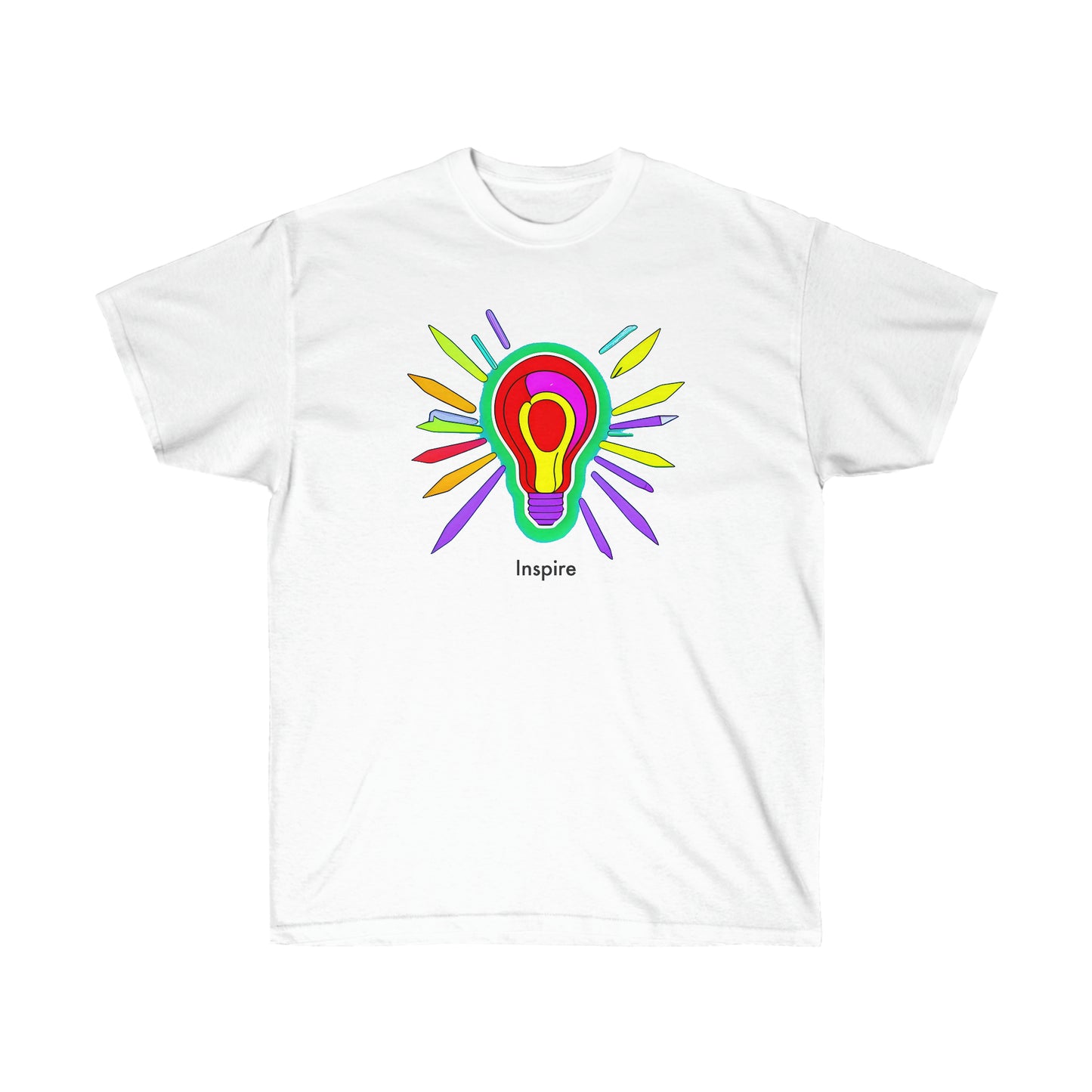 Express Your Creativity: Colorful Light Bulb Inspire Unisex T-Shirt