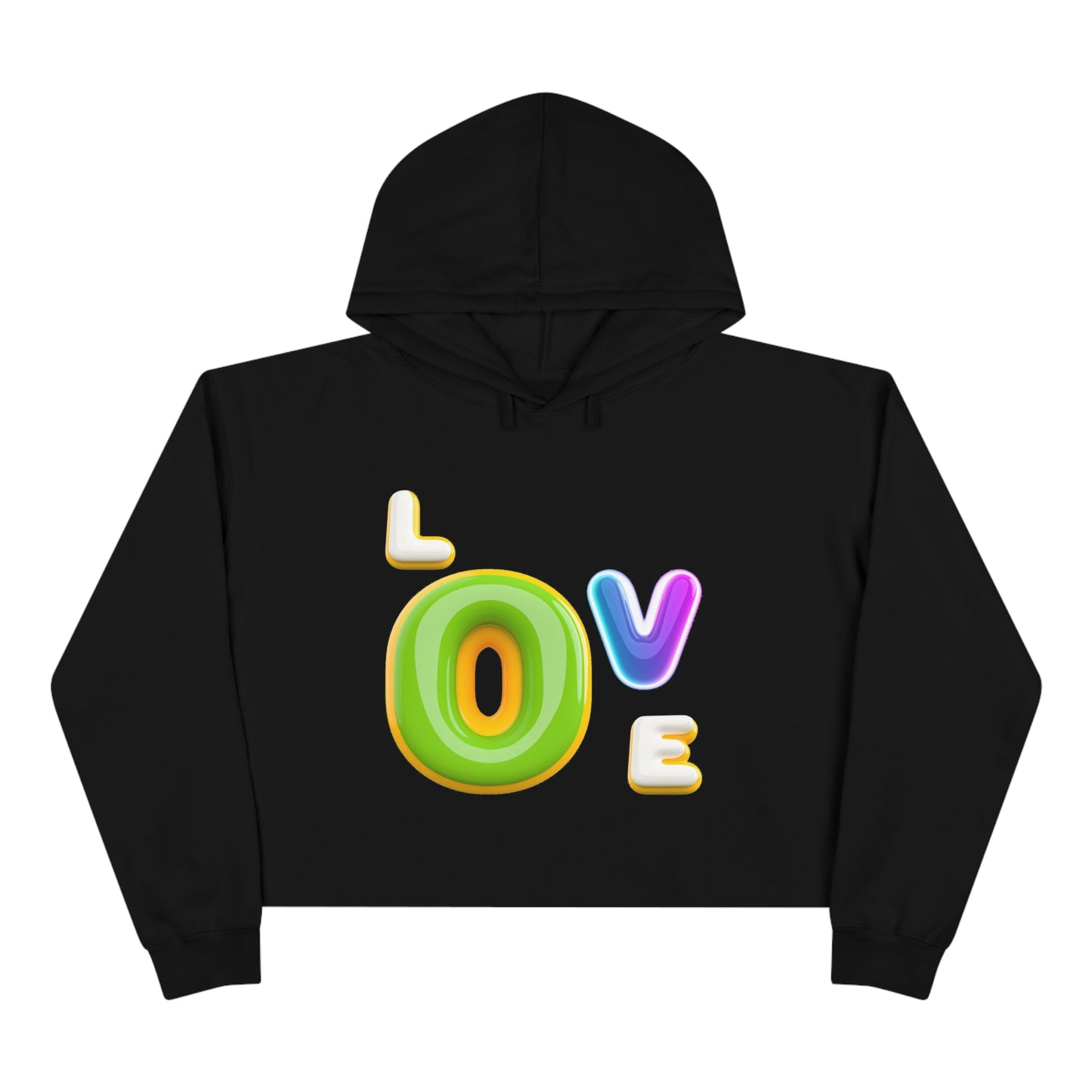 Playful Love: AI-Generated 3D Letter Design Crop Hoodie