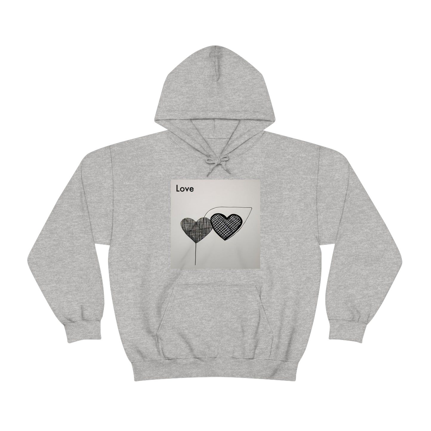AI Artistry: Minimalist Love Fusion Hooded Sweatshirt