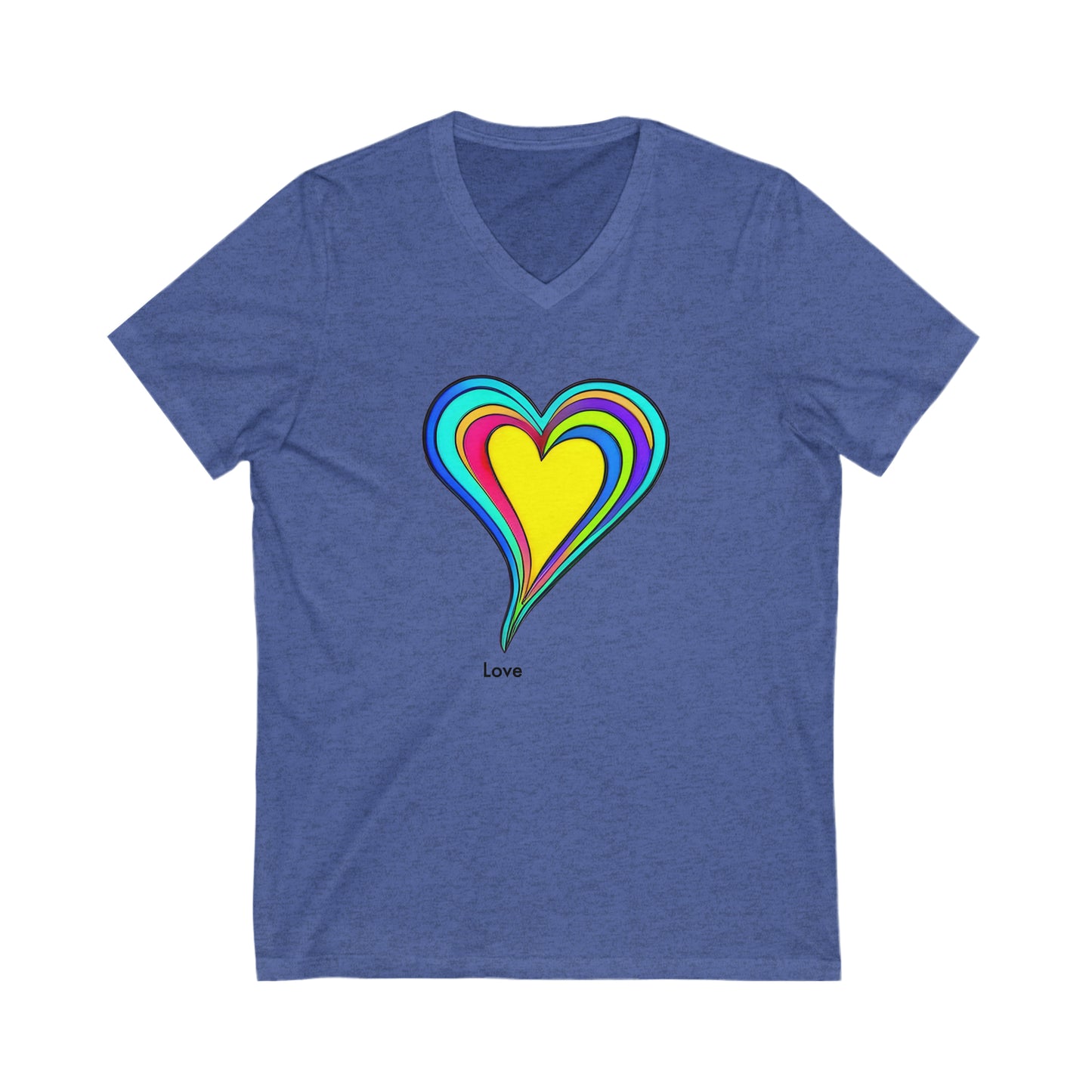 AI-Designed Psychedelic Love: Unisex V-Neck Tee