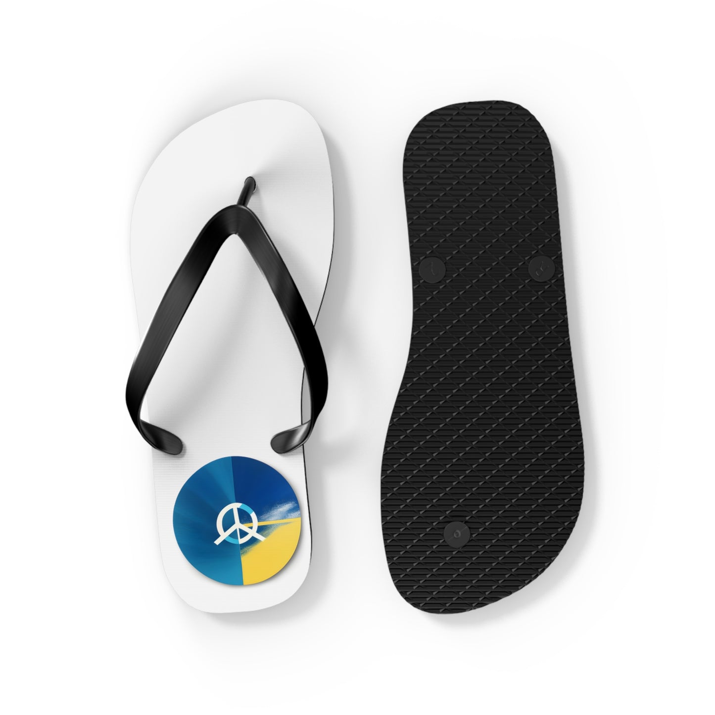 Peaceful Stride: AI Designed Peace Sign Flip Flops