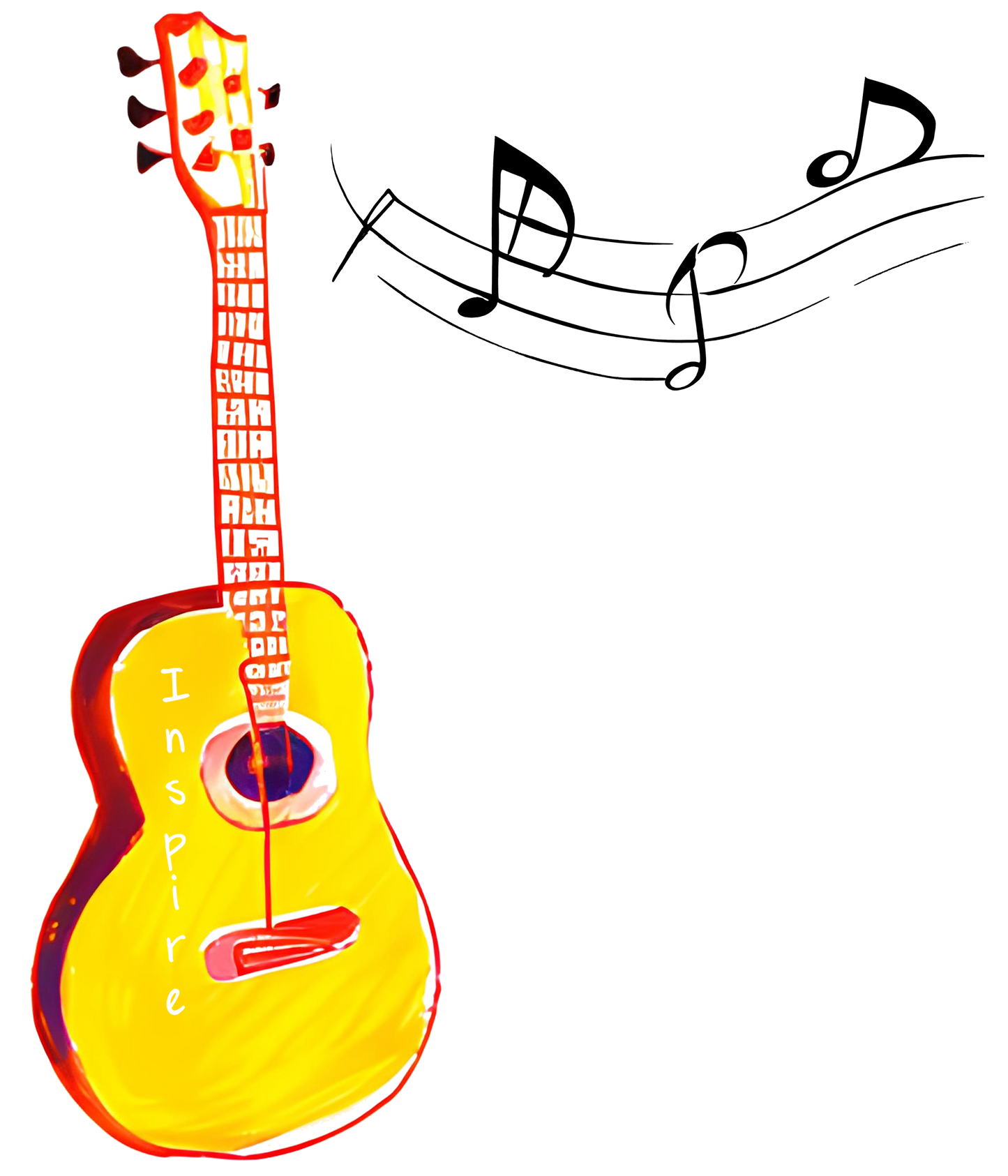 Notes of Inspiration: Unisex Guitar Watercolor Full Zip Hoodie