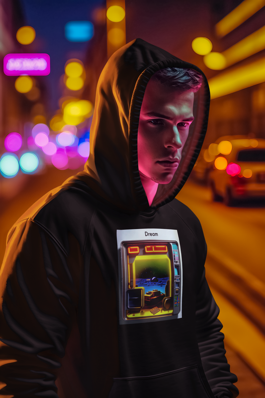 Techno-Dreamscapes: AI-Created Hooded Sweatshirt for the Visionaries