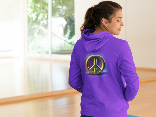 Peaceful Reflections: 3D Peace Sign Hooded Sweatshirt