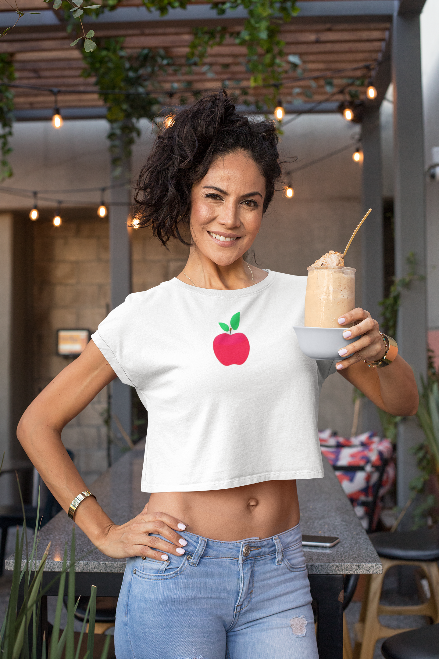 Champion Women's Cropped T-Shirt - Inspire with Colorful Apples