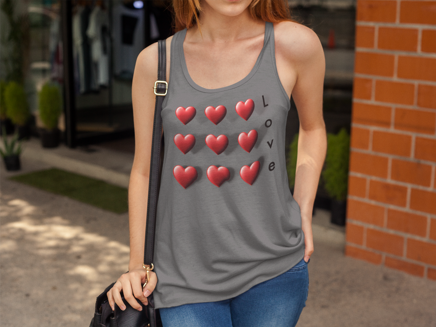 Love in 3D: Hearts Pattern Racerback Tank