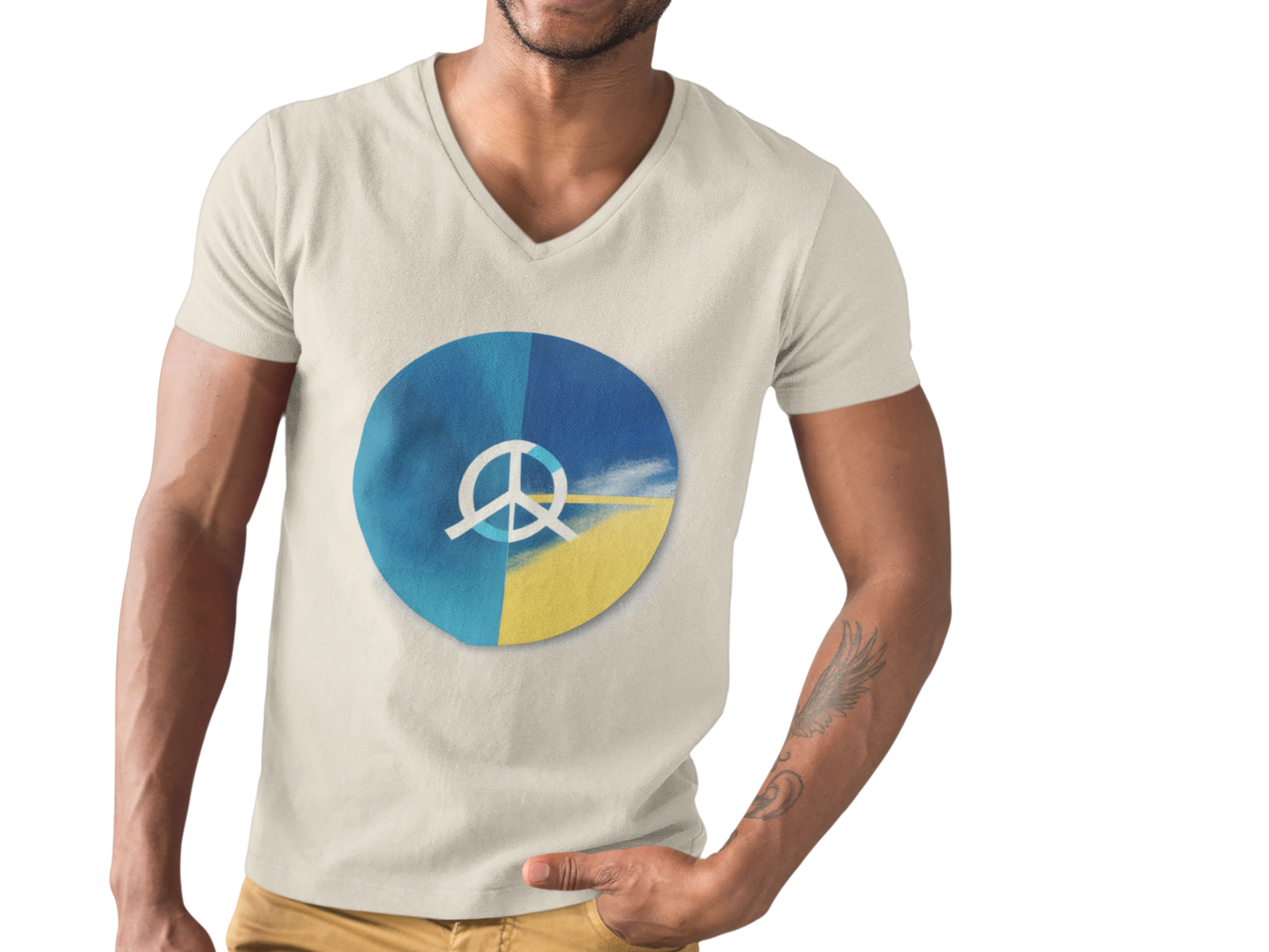 Peaceful Reflection: AI-Generated Abstract Peace V-Neck Tee