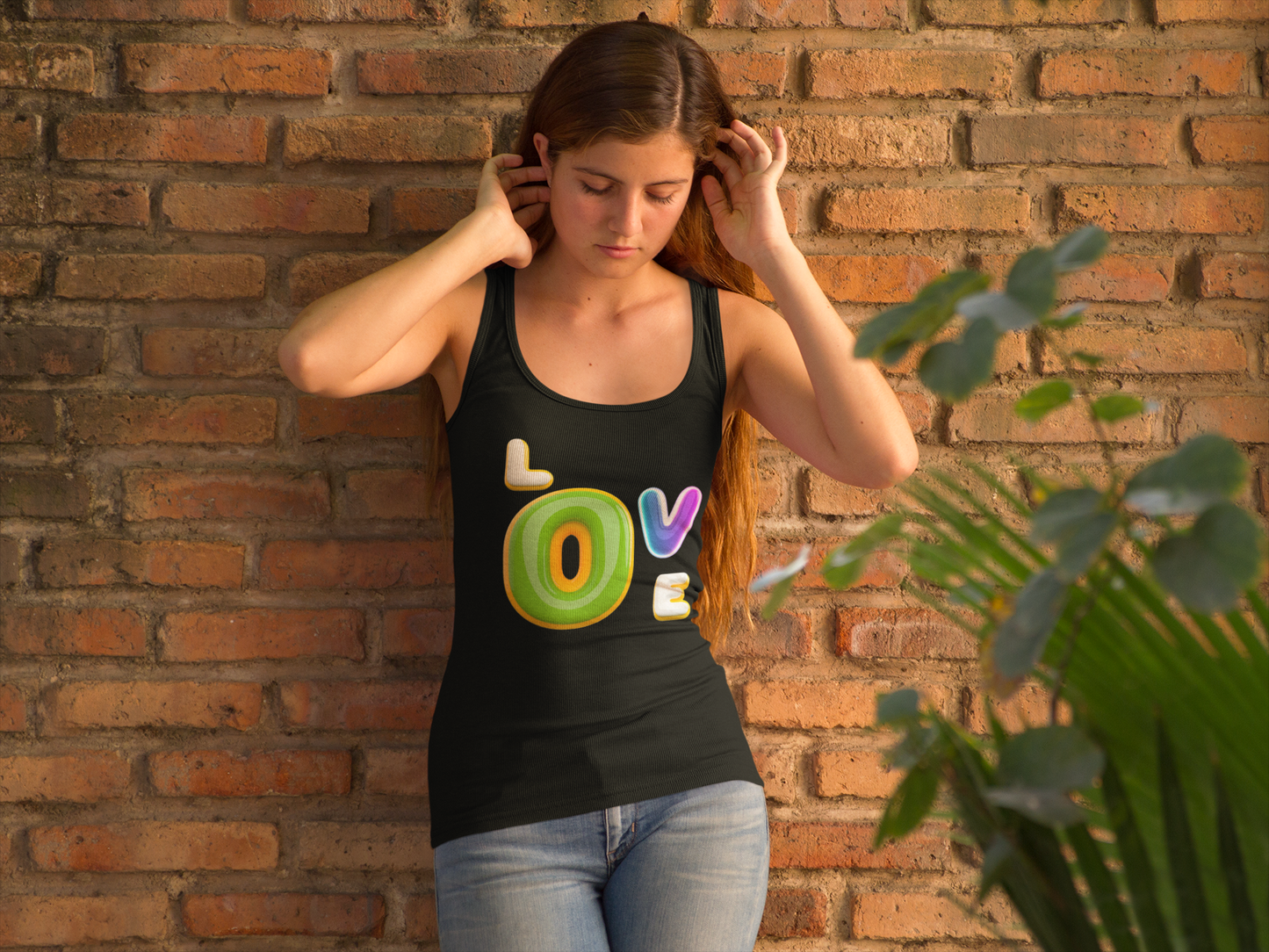 Love in Style: AI-Created 3D Letter Design Women's Tank Top