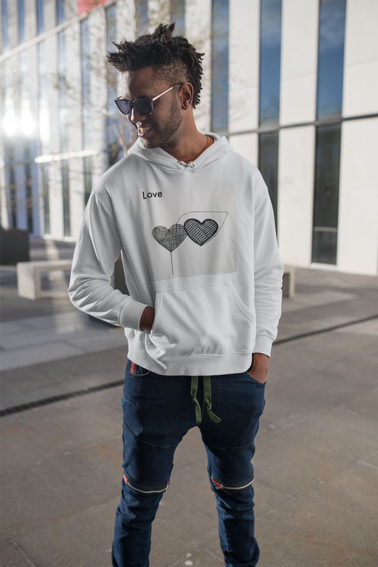 AI Artistry: Minimalist Love Fusion Hooded Sweatshirt