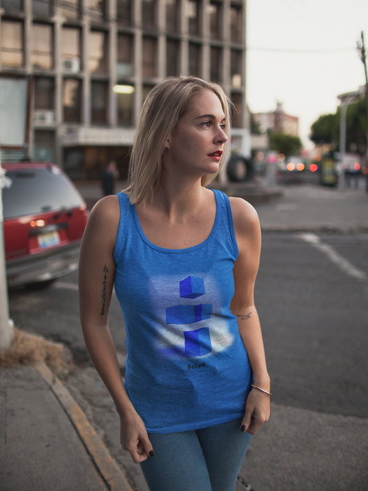 Boundless Belief: Minimalistic 3D Blocks Women's Racerback Tank