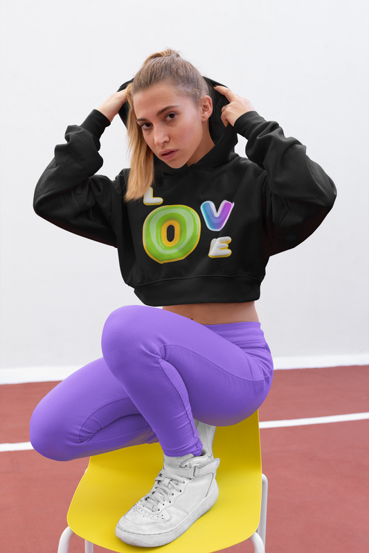 Playful Love: AI-Generated 3D Letter Design Crop Hoodie