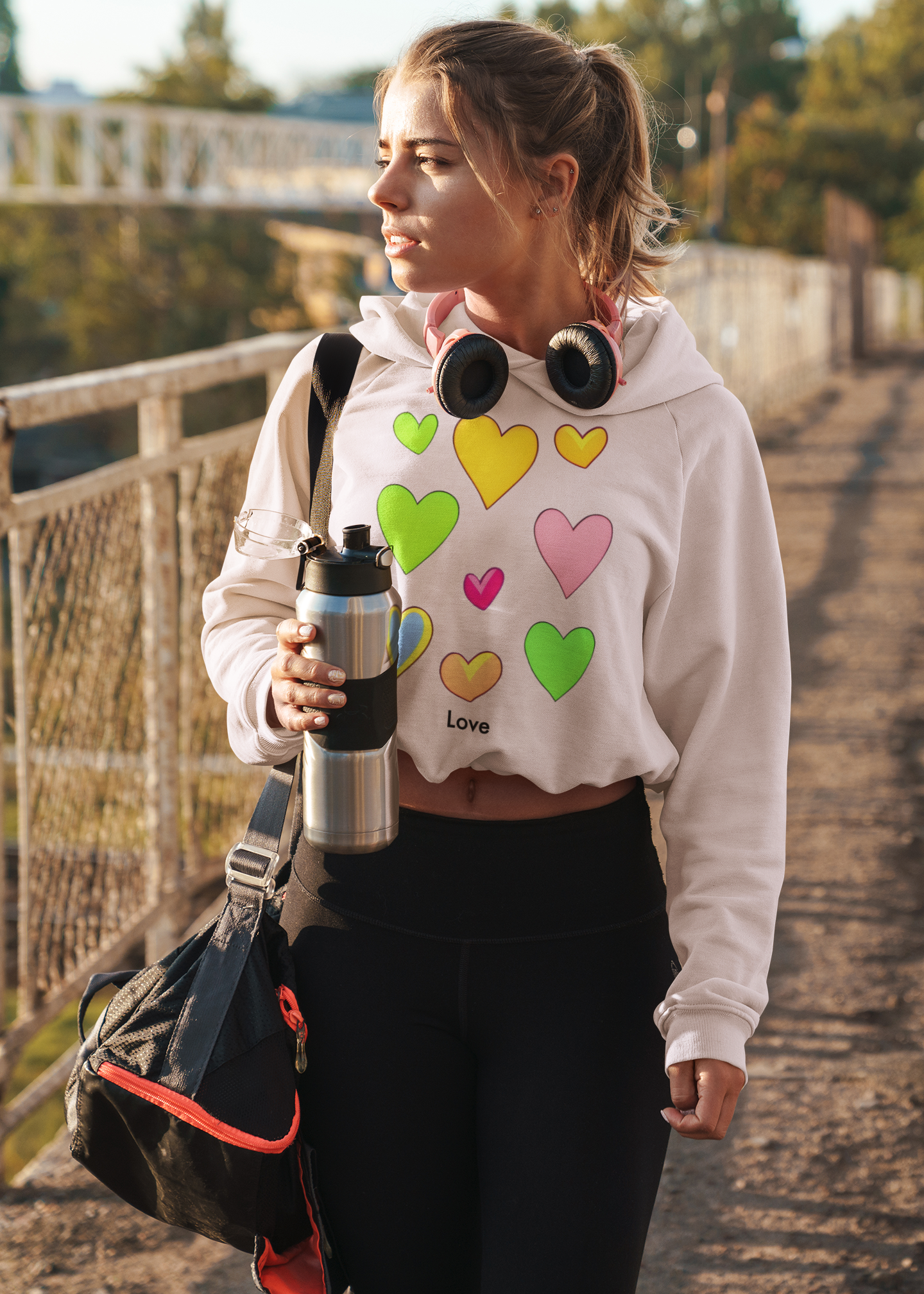 Love in Colors: Minimalistic Heart Crop Hoodie