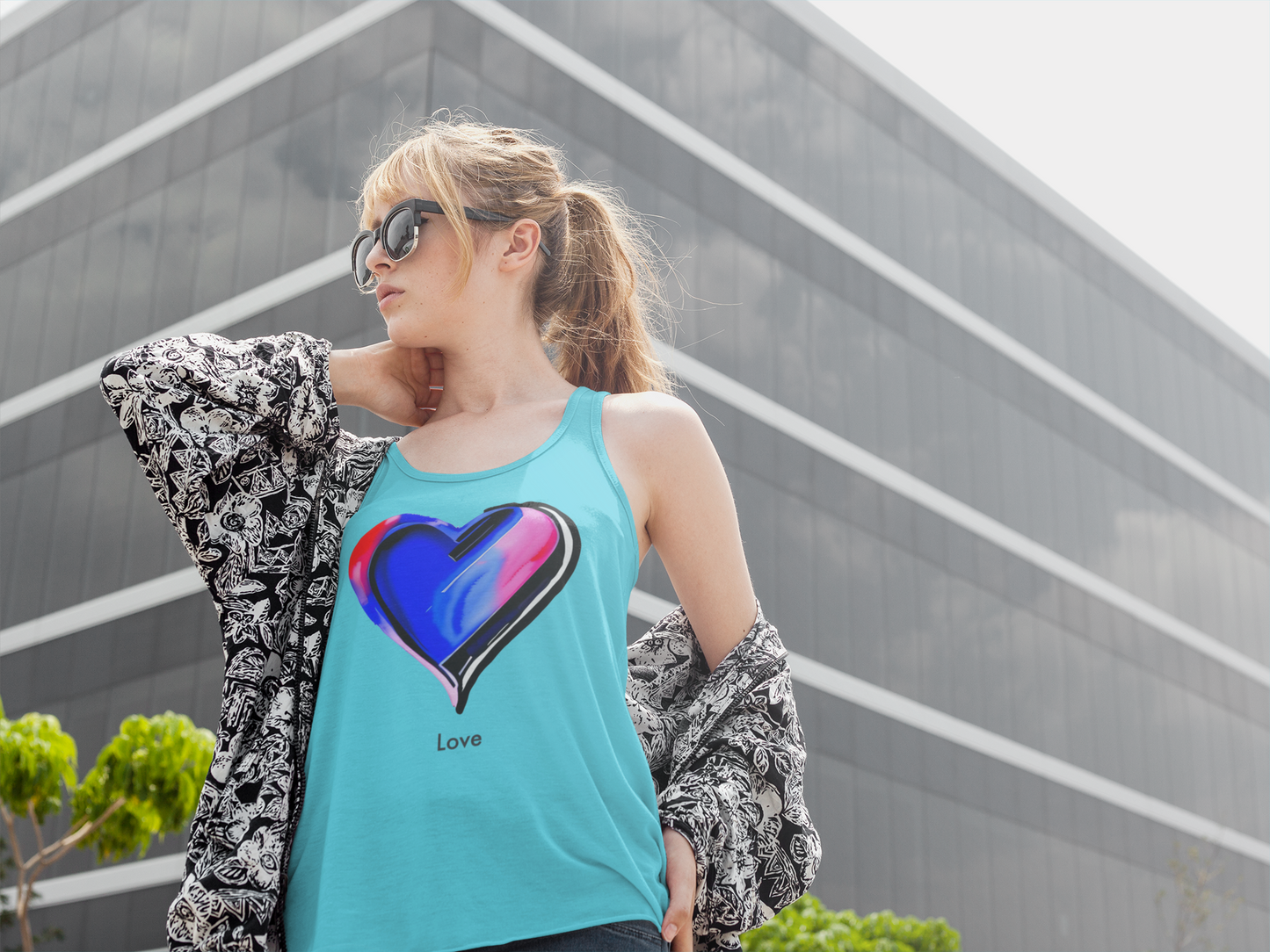 Vibrant Love: Minimalistic Watercolor Heart Tank