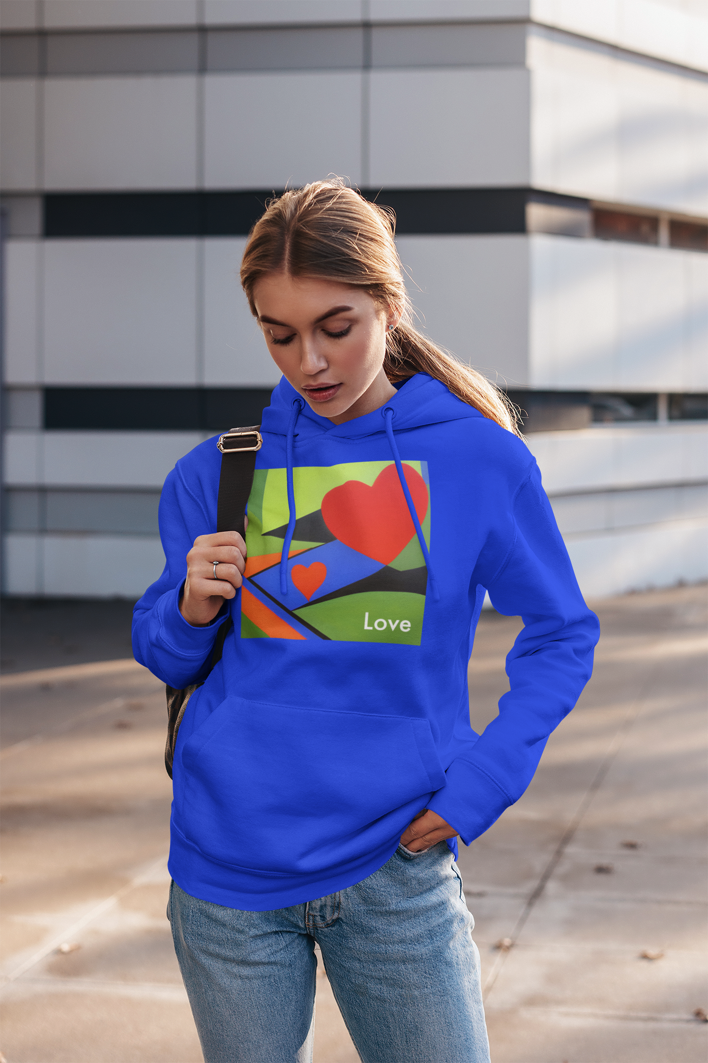 Modern Love Artistry: AI-Inspired Hooded Sweatshirt