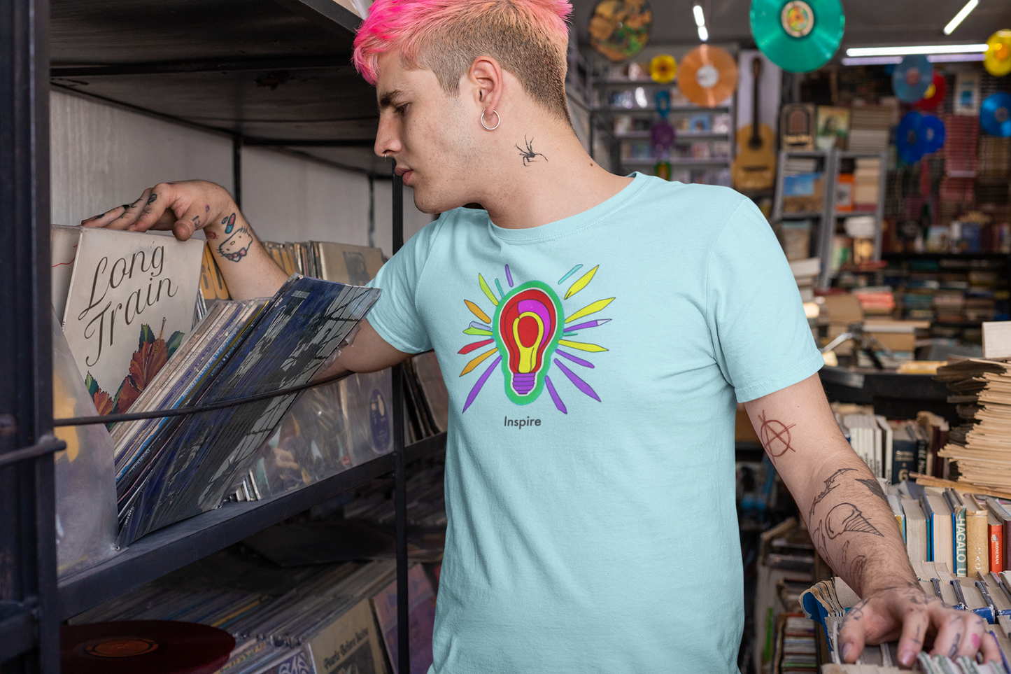 Express Your Creativity: Colorful Light Bulb Inspire Unisex T-Shirt