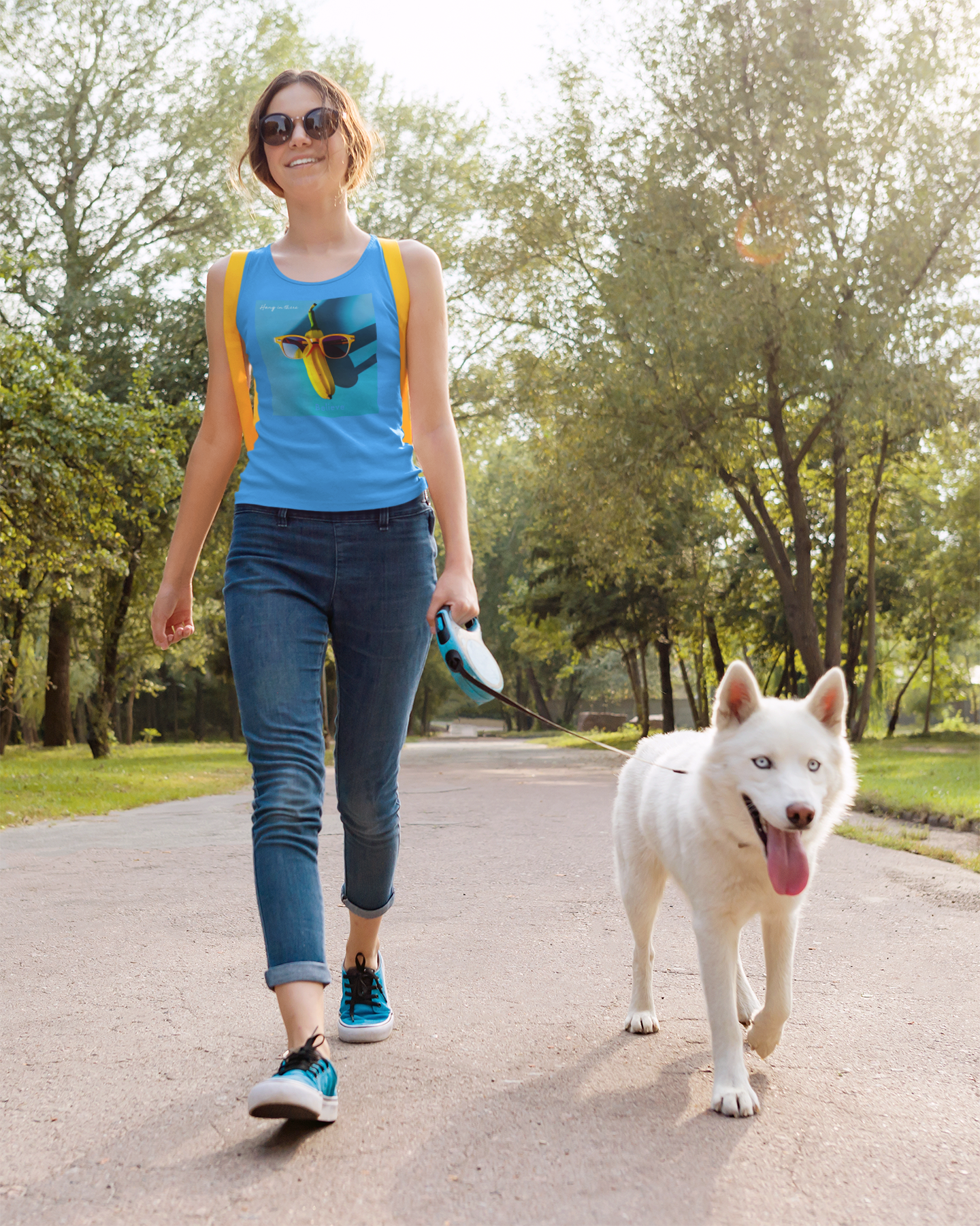 Stay Positive and Hang On: Believe Banana Softstyle Tank