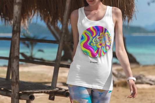 Vibrant Dreamscape: Unisex Jersey Tank with AI-Crafted Psychedelic Artistry