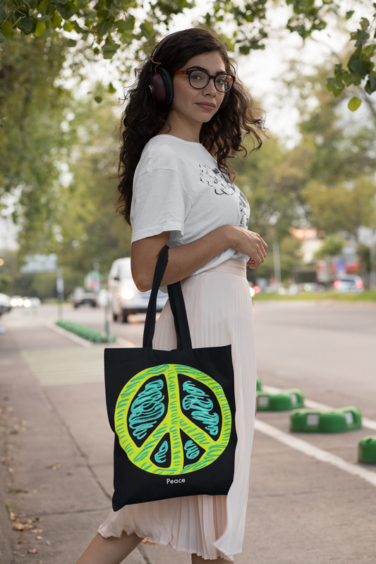 Peaceful Pastels: Chic Peace Sign Tote Bag