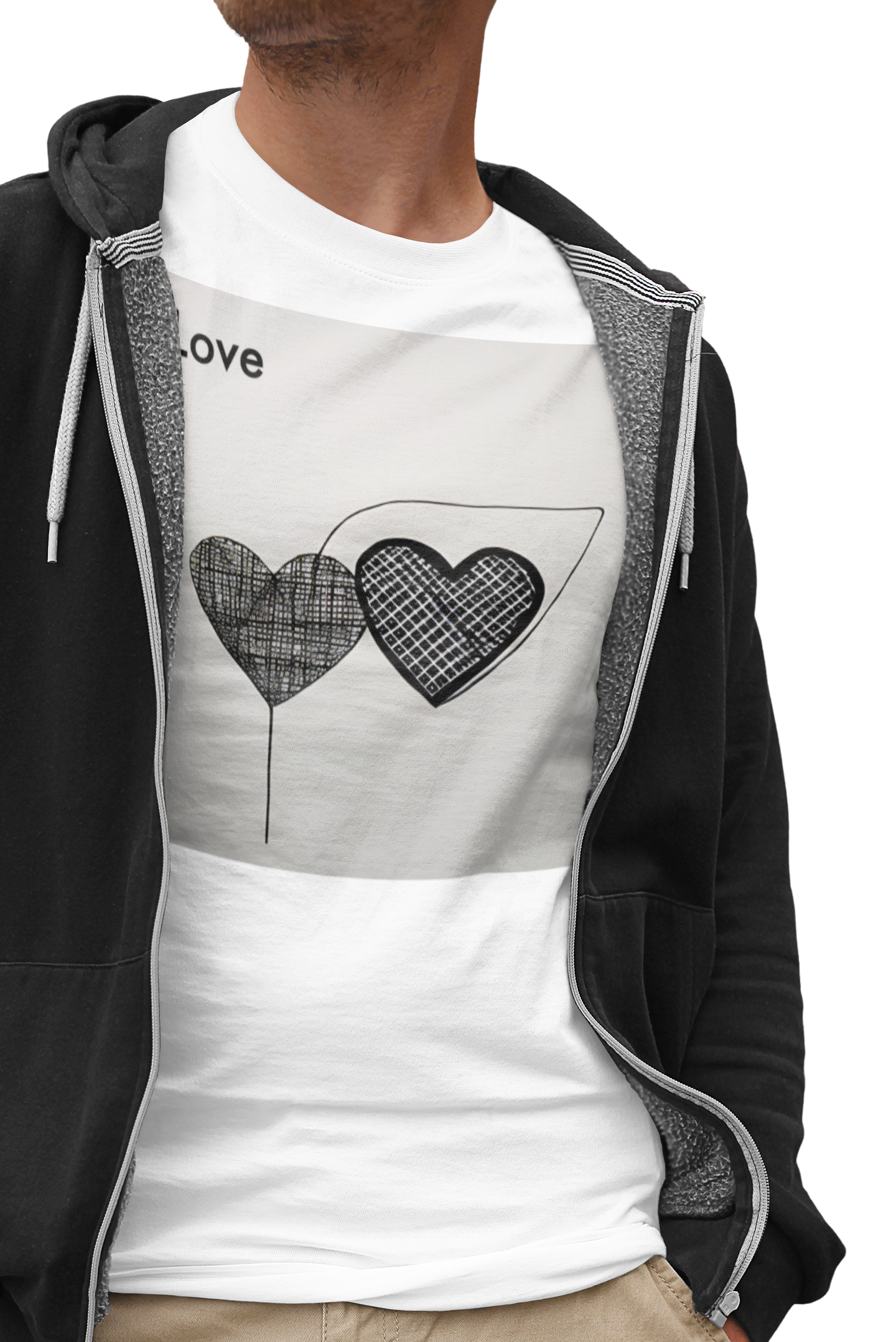 Elegant Love Connection: AI-Rendered Hearts T-Shirt