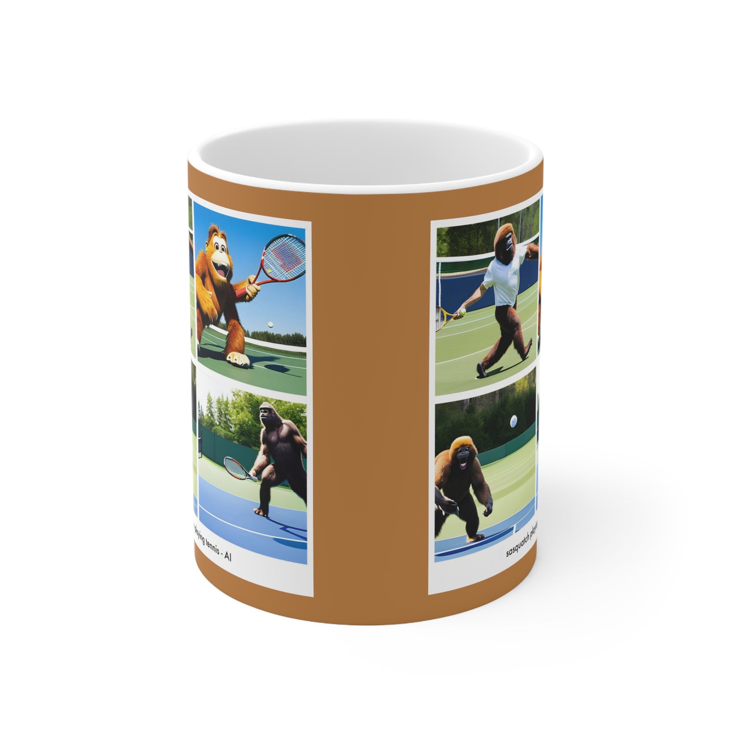 Coffee Mug - sasquatch playing tennis - AI