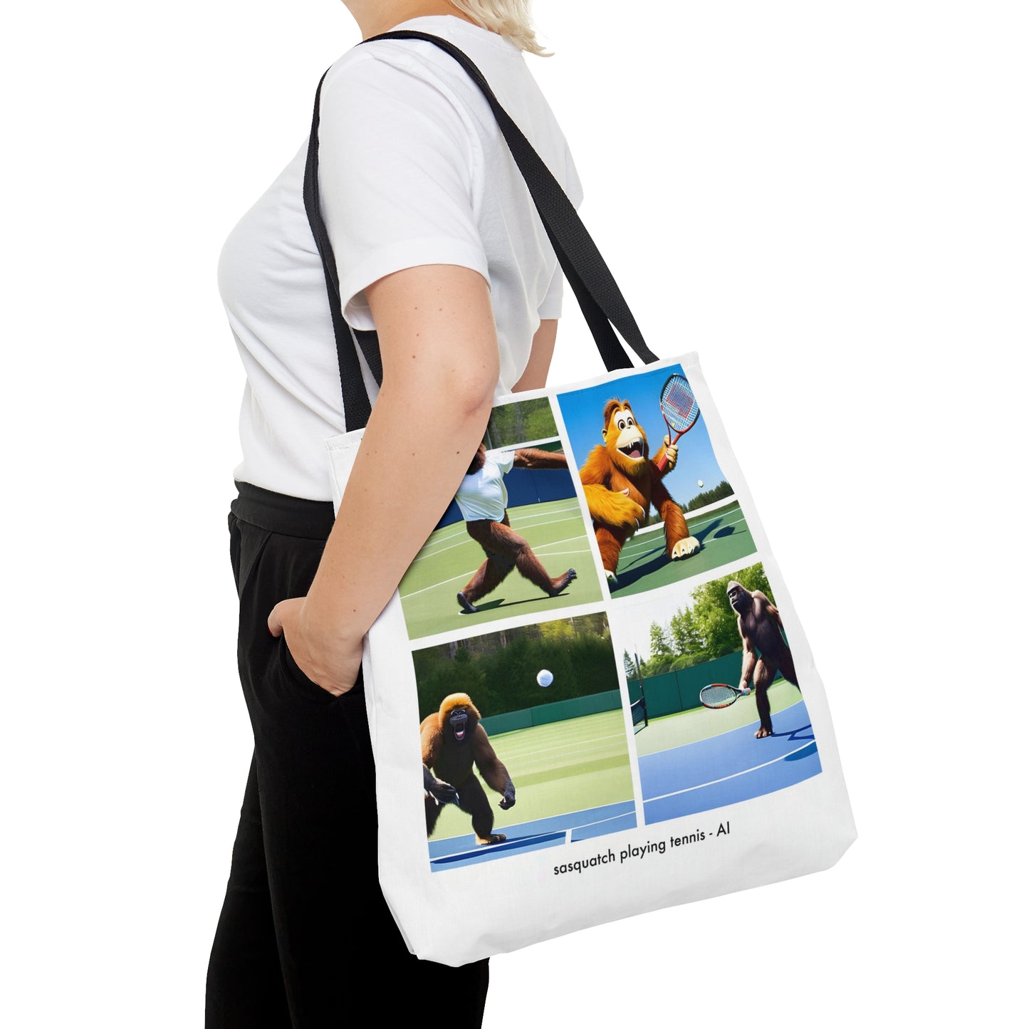 Tote Bag - sasquatch playing tennis - AI